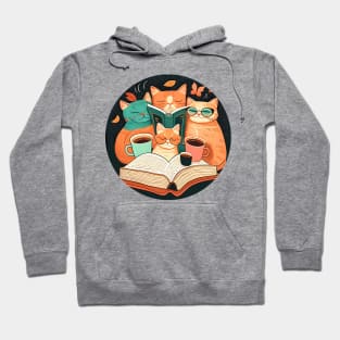 Coffee Cat Cute Kitten Reading Book - Funny Cat Coffee Hoodie